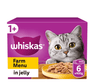 Whiskas Adult Cat Food Tin Cans Farm Menu in Jelly 6x400g - Bevvys2U