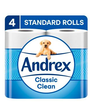 Andrex Classic Clean Toilet Tissue Standard Rolls 4 Rolls - Alcohol, Snack and Groceries Delivery in Derby and Derbyshire - Bevvys2u - Order Online Now