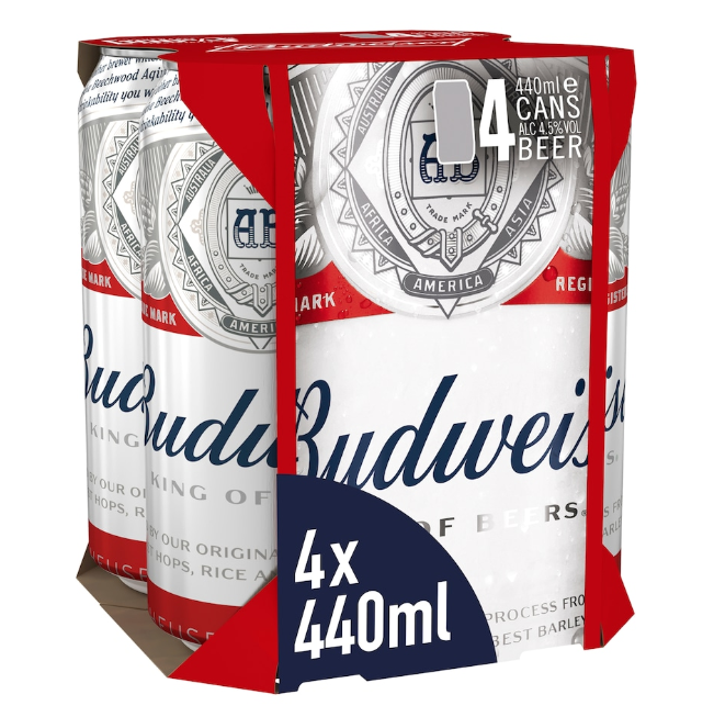 Budweiser 4x440ml - alcohol delivery Derby | Bevvys2u