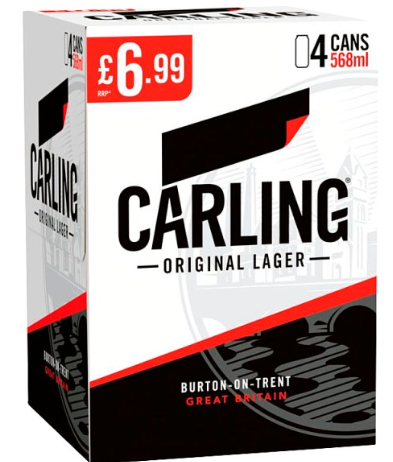 Carling Lager 4x568ml - Alcohol Delivery in Derby and Derbyshire - Bevvys2u - Order Online Now