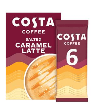Costa Salted Caramel Latte Coffee 6x17g - Derby local delivery | Bevvys2u