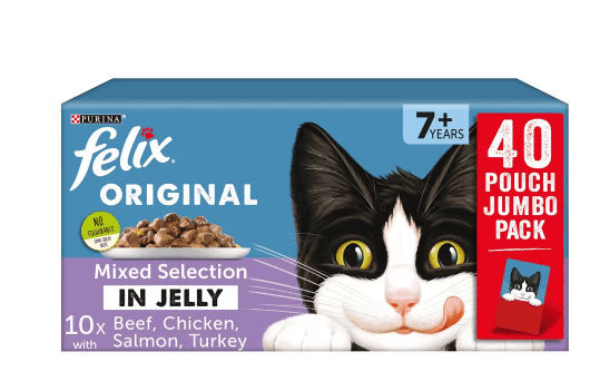 Felix Senior Cat Food Mixed Selection in Jelly 40x100g - Bevvys2U