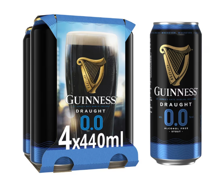 Guinness 0.0% Alcohol Free Draught Stout 4x440ml - alcohol-free beer delivery Derby | Bevvys2u