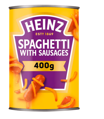 Heinz Spaghetti & Sausages In Tomato Sauce 400g - Derby local delivery | Bevvys2u