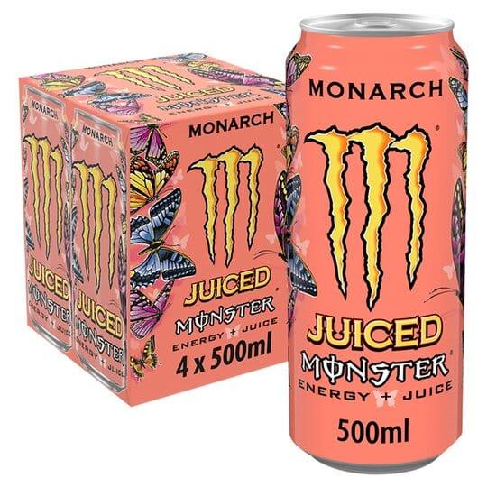 Monster Energy Juiced Monarch 4x500ml - Bevvys 2 U Same Day Alcohol Delivery Derby & Derbyshire