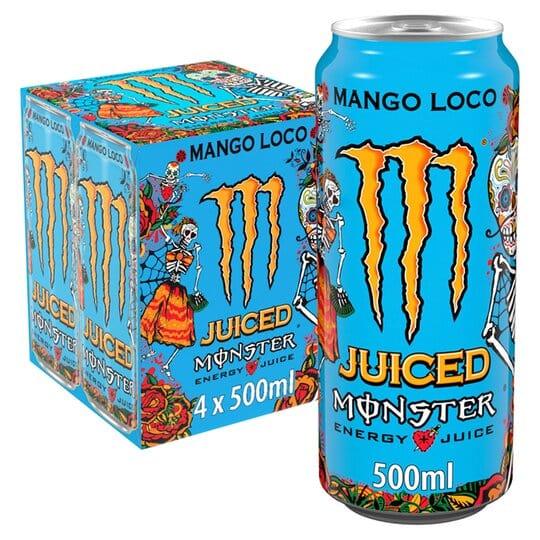 Monster Mango Loco Energy Drink 4x500ml - Derby local delivery | Bevvys2u