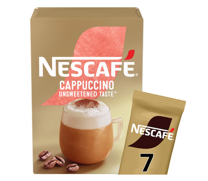 Nescafe Cappuccino Unsweetened Instant Coffee 7 Sachets - Derby local delivery | Bevvys2u