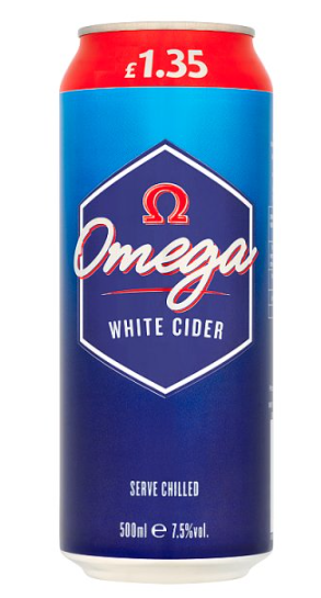 Omega White Cider 500ml Pm - Bevvys2u Same Day Alcohol Delivery Derby & Derbyshire