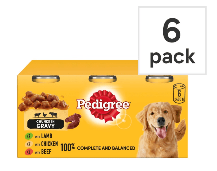 Pedigree Dog Food Tin Cans Mixed Selection in Gravy 6x400g - Bevvys2U