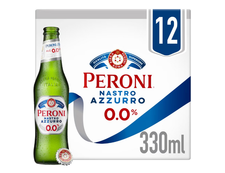 Peroni Nastro Azzurro 0% Alcohol Free Beer Bottles 12x330ml - alcohol delivery Derby | Bevvys2u
