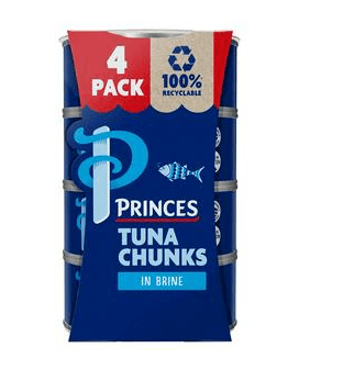 Princes Tuna Chunks in Brine 4x145g - Bevvys2U
