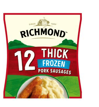 Richmond Thick Frozen Pork Sausages 12 516g - Derby local delivery | Bevvys2u