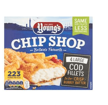 Youngs Chip Shop 4 Large Cod Fillets 440g - Derby local delivery | Bevvys2u