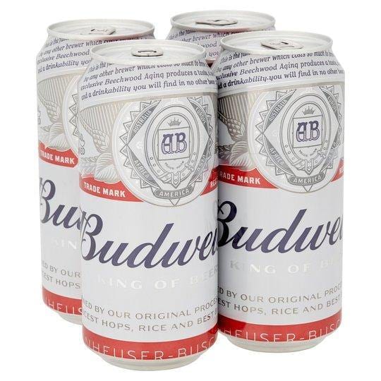 Budweiser 4X440ml - Bevvys 2 U Same Day Alcohol Delivery Derby & Derbyshire