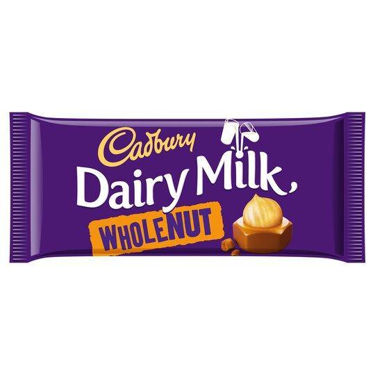 Cadbury Dairy Milk Whole Nut Chocolate Bar 200G - Bevvys 2 U Same Day Alcohol Delivery Derby & Derbyshire