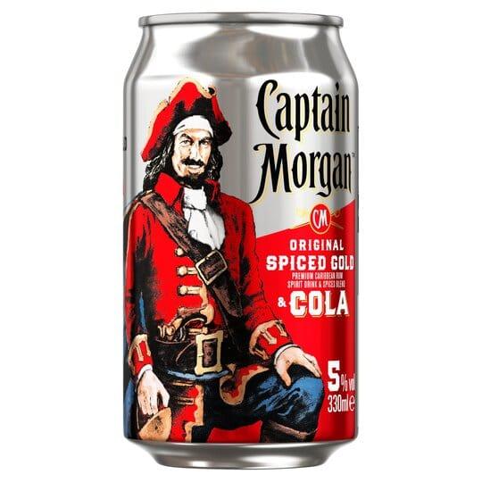 Captain Morgan Spiced Rum And Cola 330ml - Bevvys2U
