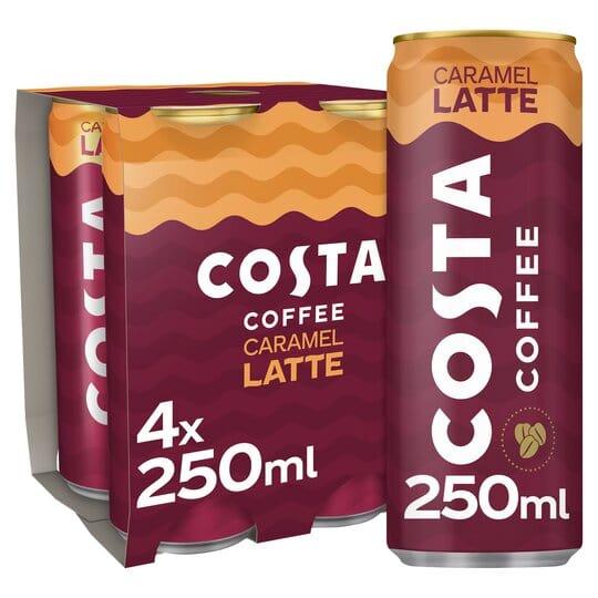Costa Coffee Caramel Latte Cans 4x250ml - Derby local delivery | Bevvys2u