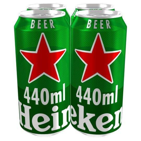 Heineken Lager Beer 4 X 440ml - Bevvys 2 U Same Day Alcohol Delivery Derby & Derbyshire
