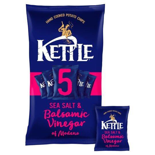 Kettle Sea Salt &amp; Balsamic Vinegar Crisps 5 X 25g - Derby local delivery | Bevvys2u