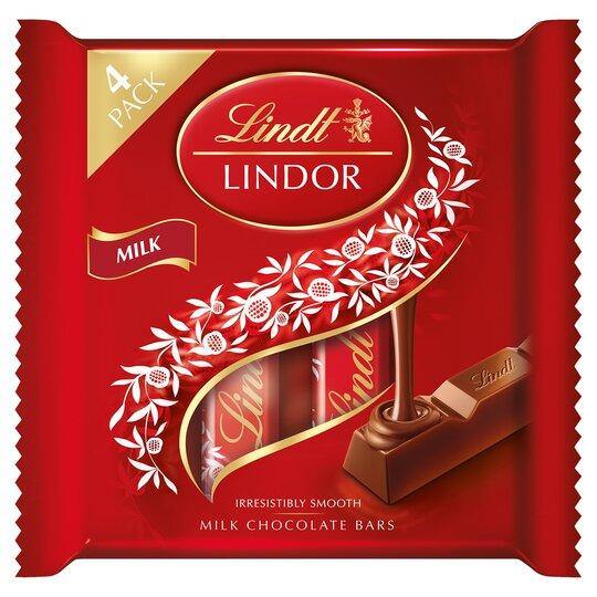Lindt Lindor Milk Chocolate 4X25g - Bevvys2U
