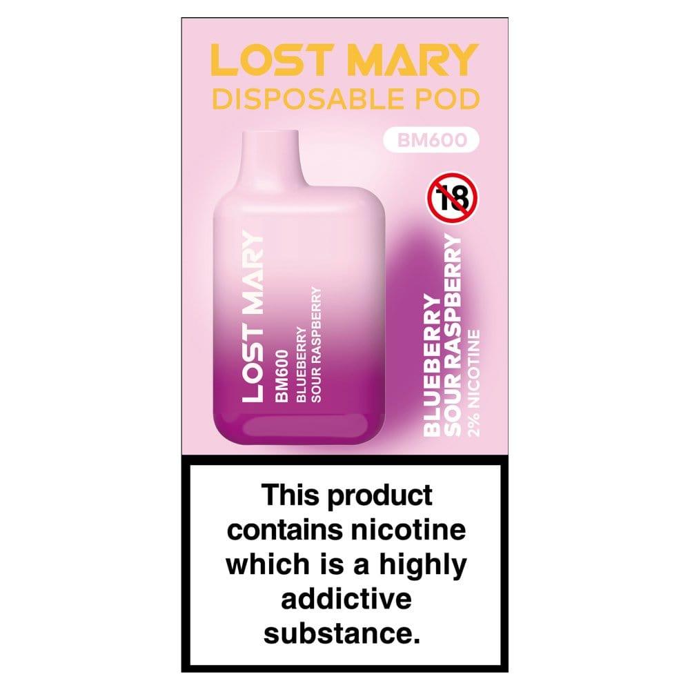 Lost Mary Blueberry Sour Raspberry Disposable Vape 20mg 600 Puffs - Bevvys2U