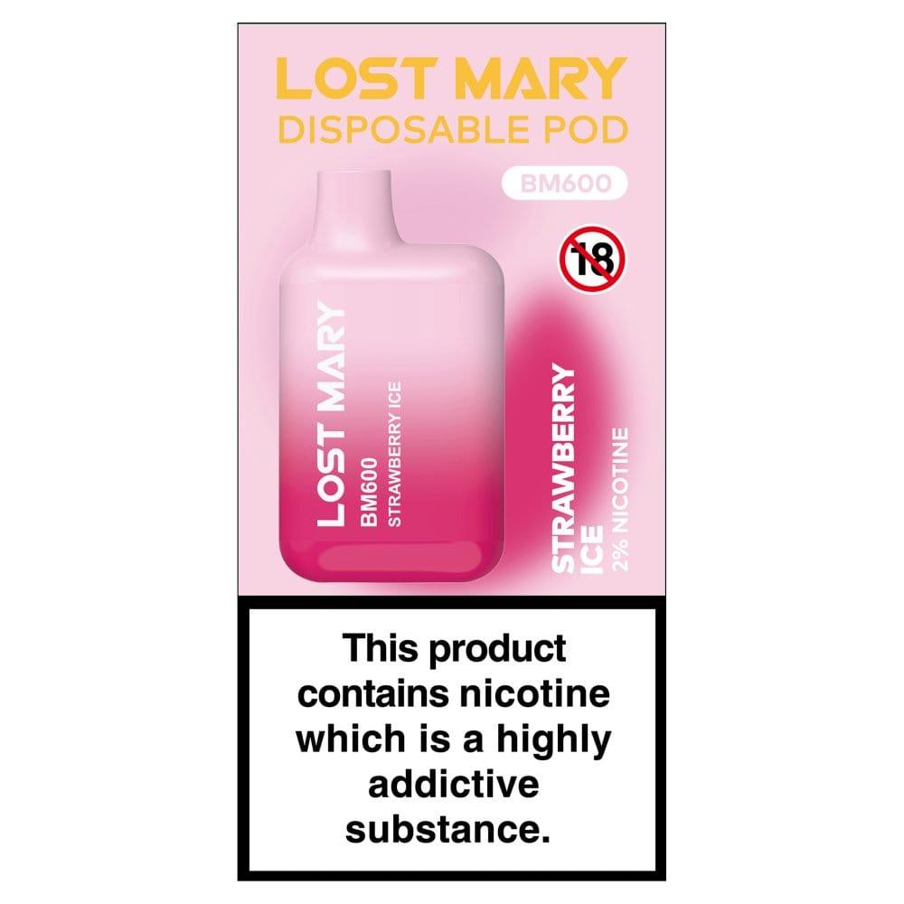 Lost Mary Strawberry Ice Disposable Vape 20mg 600 Puffs - Bevvys2U
