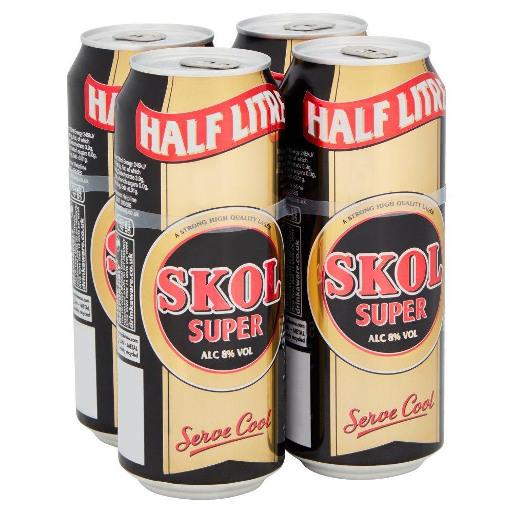 Skol Super 4*500ml Cans - Bevvys 2 U Same Day Alcohol Delivery Derby & Derbyshire
