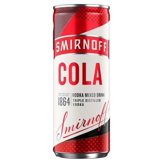 Smirnoff & Cola 250ml Can - Bevvys2U