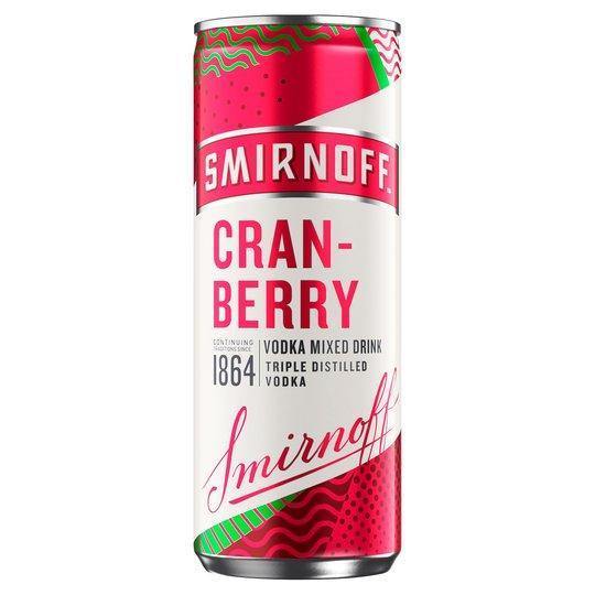 Smirnoff & Cranberry Can 250ml Can - Bevvys 2 U Same Day Alcohol Delivery Derby & Derbyshire