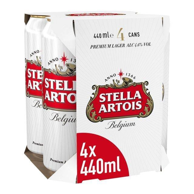 Stella Artois 4X440ml Cans - alcohol delivery Derby | Bevvys2u Derby