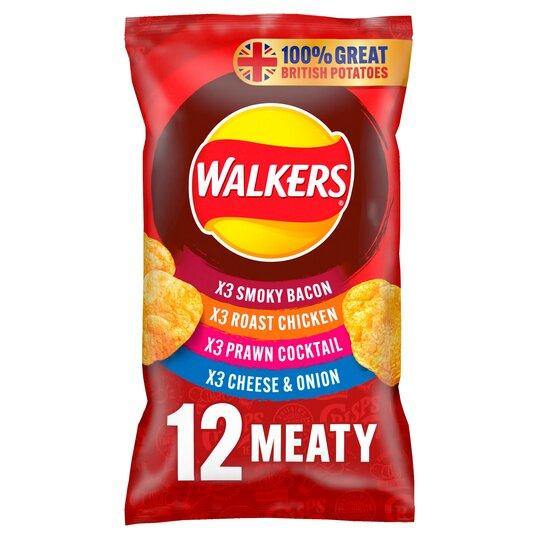 Walkers Meaty Variety Crisps 12 X 25g - Derby local delivery | Bevvys2u